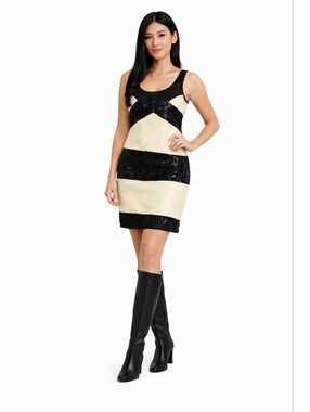 SEQUIN Black and Cream Dress